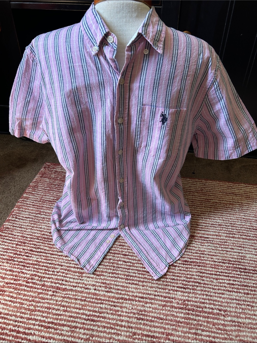 U.S. Polo Assn. Pink Striped Short-Sleeve Button-Down Shirt
